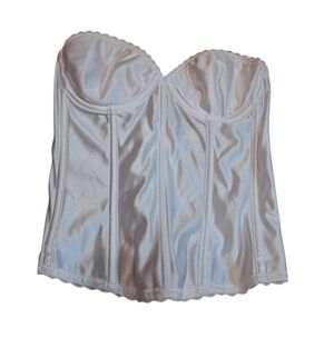 Vintage White Longline Bra Bustier White 34C Wedding Bridal Strapless